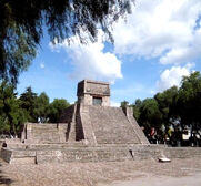 Photo shows an Aztec pyramid
